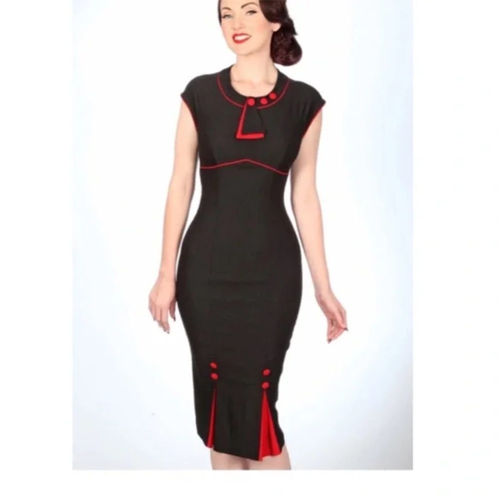 Stop Staring NWOT Red and Black wiggle pencil dress Retro Pinup VLV Medium